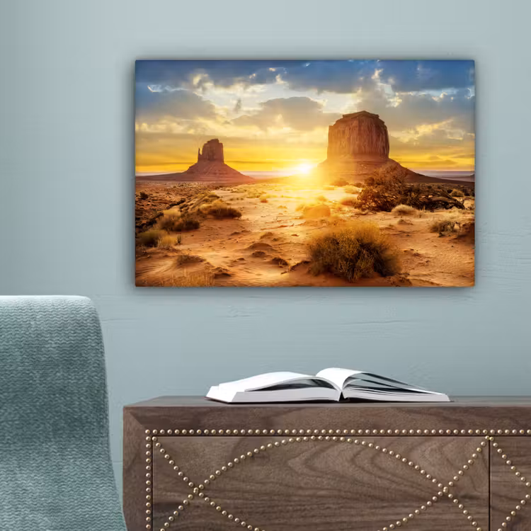 Zonsondergang - Rots - Landschap - Horizon canvas 2cm klein -sfeer4