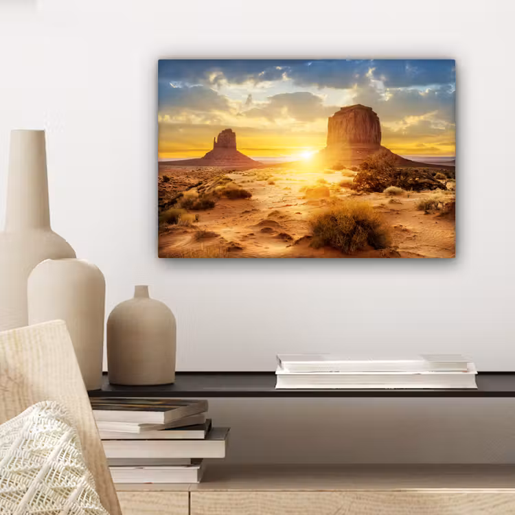 Zonsondergang - Rots - Landschap - Horizon canvas 2cm klein -sfeer6