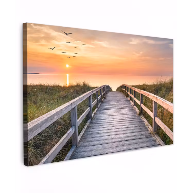 Zonsonderang - Zee - Pad - Gras - Duin - Vogels canvas 2cm klein -z3d