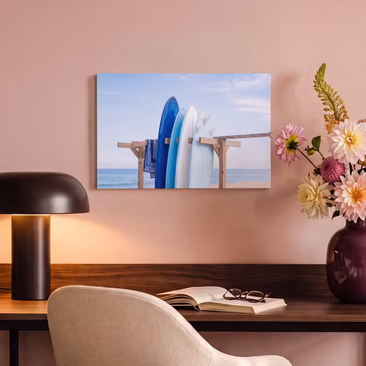 Surfplank - Strand - Zomer - Blauw - Water canvas 2cm klein -sfeer4