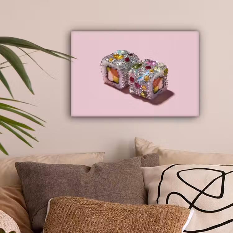 Sushi - Rolletjes - Steentjes - Kleurrijk canvas 2cm klein -sfeer1