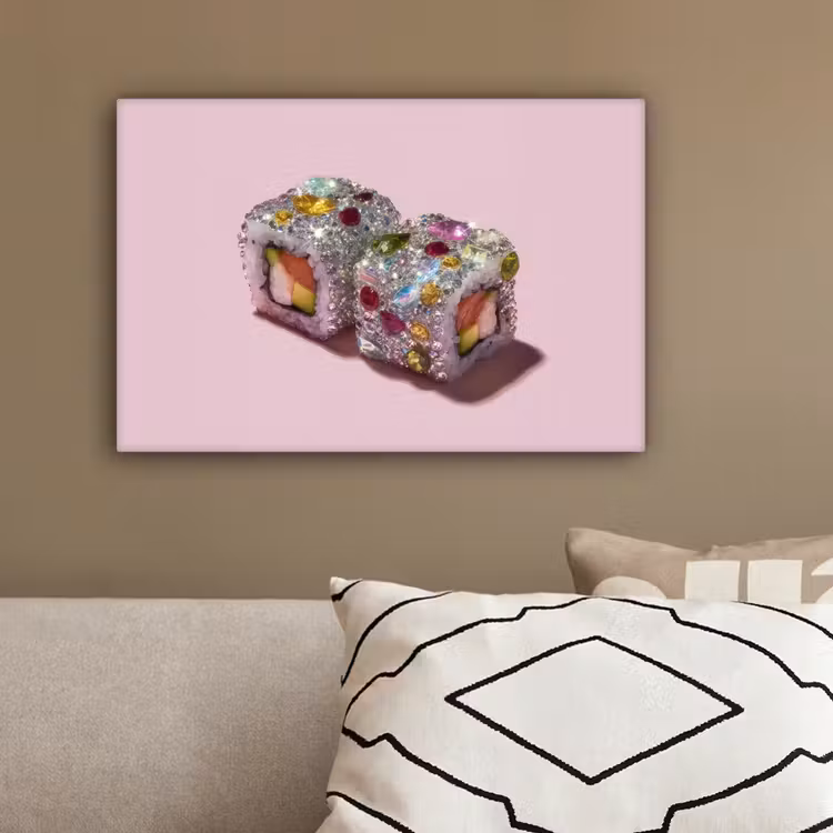 Sushi - Rolletjes - Steentjes - Kleurrijk canvas 2cm klein -sfeer3