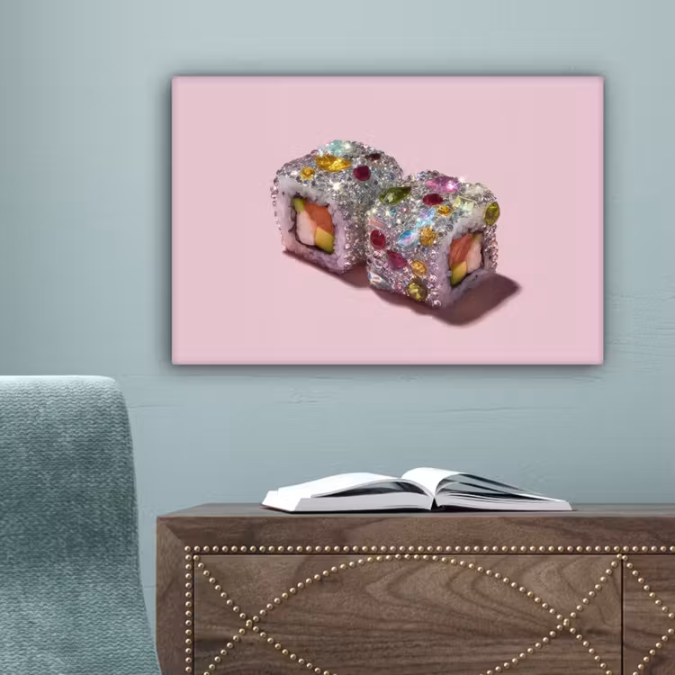 Sushi - Rolletjes - Steentjes - Kleurrijk canvas 2cm klein -sfeer4