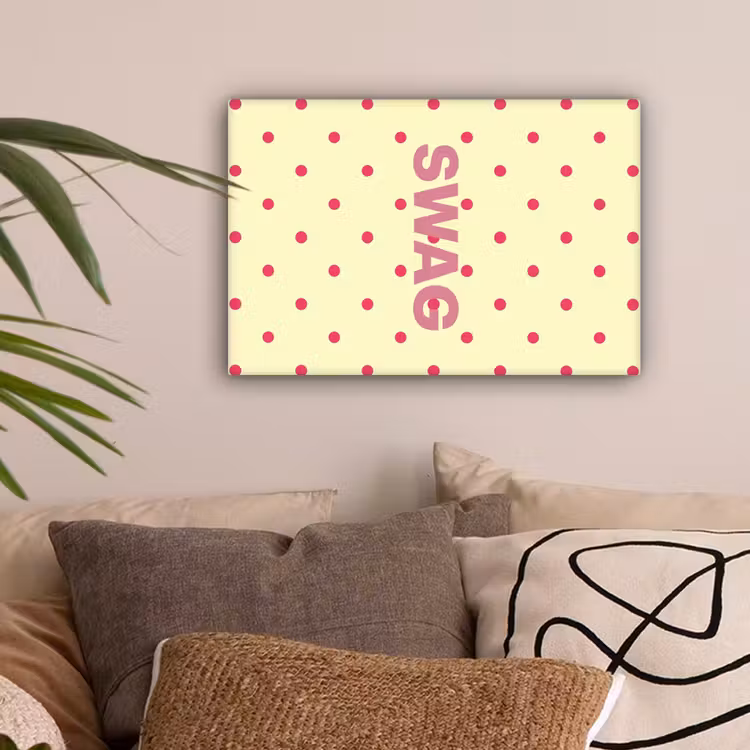 Swag - Roze - Stippen - Geel canvas 2cm klein -sfeer1