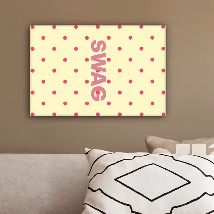 Swag - Roze - Stippen - Geel canvas 2cm klein -sfeer3