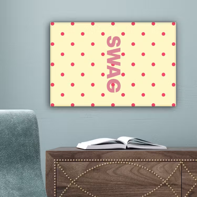 Swag - Roze - Stippen - Geel canvas 2cm klein -sfeer4