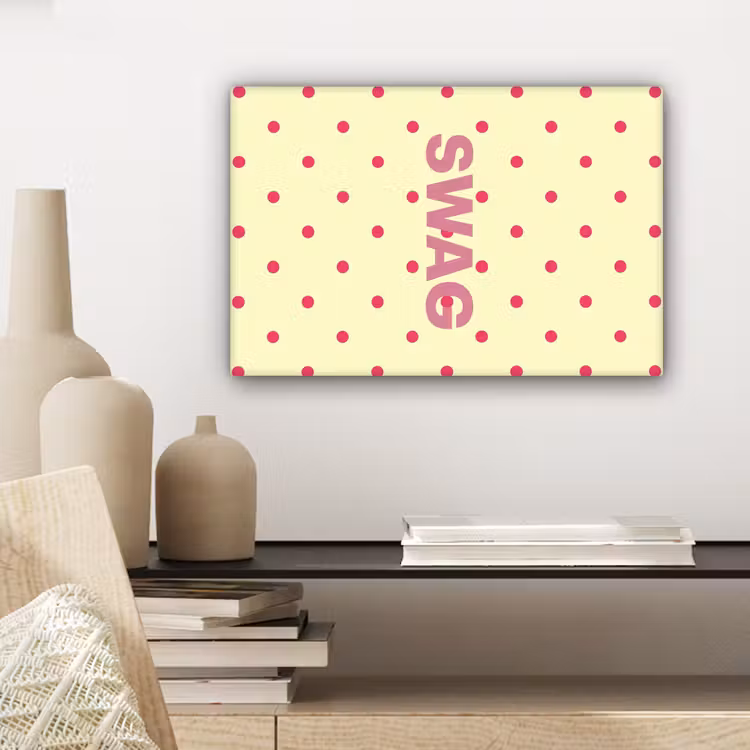 Swag - Roze - Stippen - Geel canvas 2cm klein -sfeer6