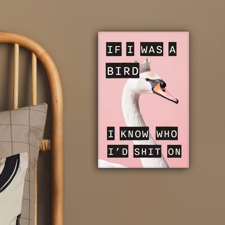 Zwaan - Vogel - Decoratie - Roze canvas 2cm klein -sfeer3