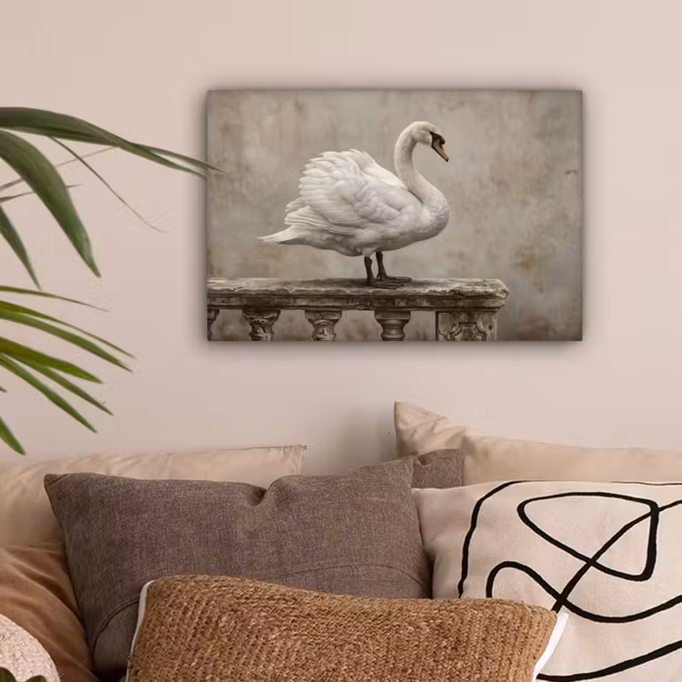 Zwaan - Elegant - Dieren - Wit canvas 2cm klein -sfeer1