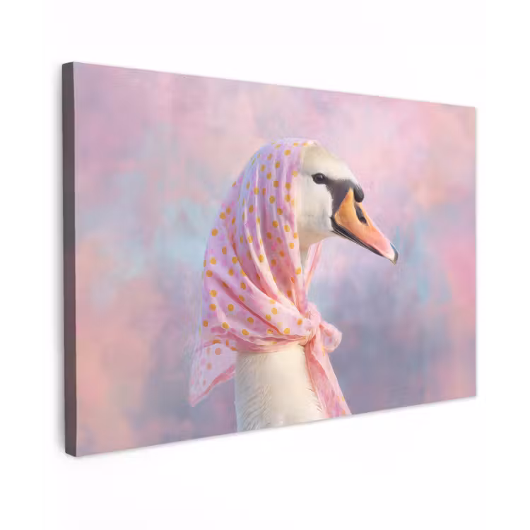 Zwaan - Sjaaltje - Pastelwolken canvas 2cm klein -z3d
