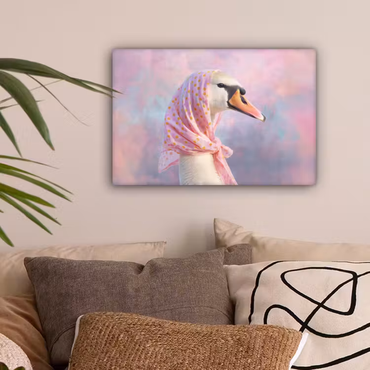 Zwaan - Sjaaltje - Pastelwolken canvas 2cm klein -sfeer1