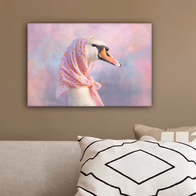 Zwaan - Sjaaltje - Pastelwolken canvas 2cm klein -sfeer3