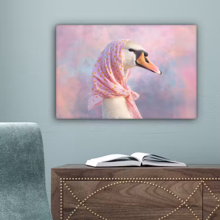 Zwaan - Sjaaltje - Pastelwolken canvas 2cm klein -sfeer4