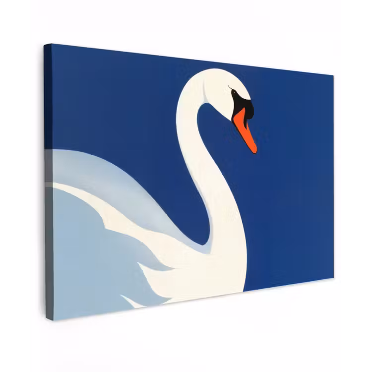 Zwaan - Wit - Snavel - Illustratie canvas 2cm klein -z3d