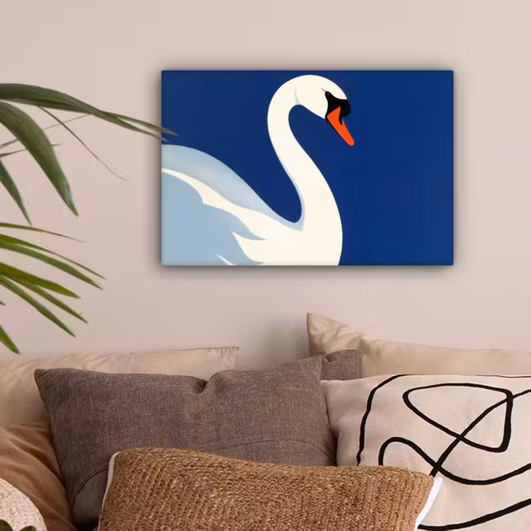 Zwaan - Wit - Snavel - Illustratie canvas 2cm klein -sfeer1