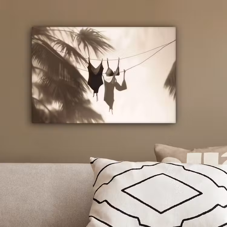 Badkleding - Palmbomen - Schaduw - Tropisch canvas 2cm klein -sfeer3