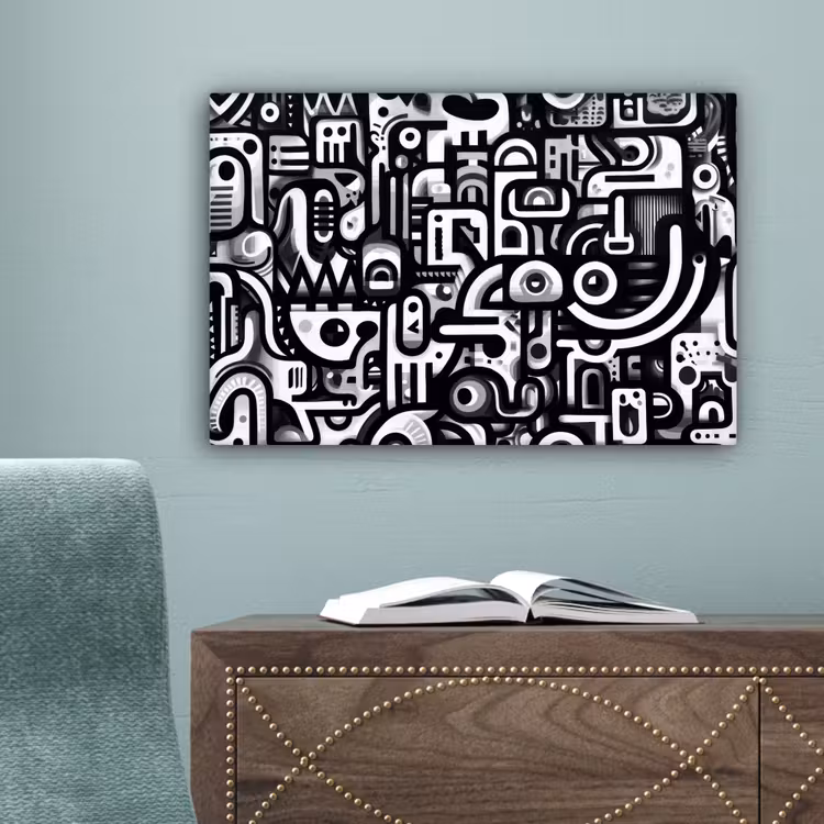 Symbolen - Abstract - Grafisch - Zwart canvas 2cm klein -sfeer4