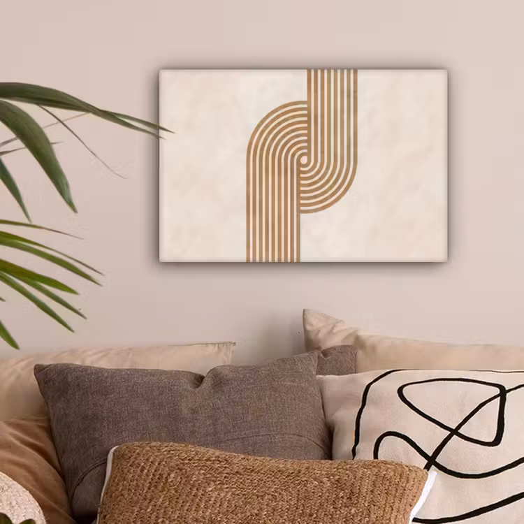 Symmetrische bocht - Koperkleurig canvas 2cm klein -sfeer1