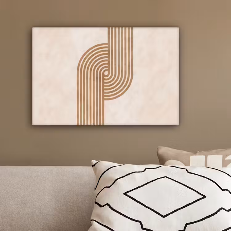 Symmetrische bocht - Koperkleurig canvas 2cm klein -sfeer3