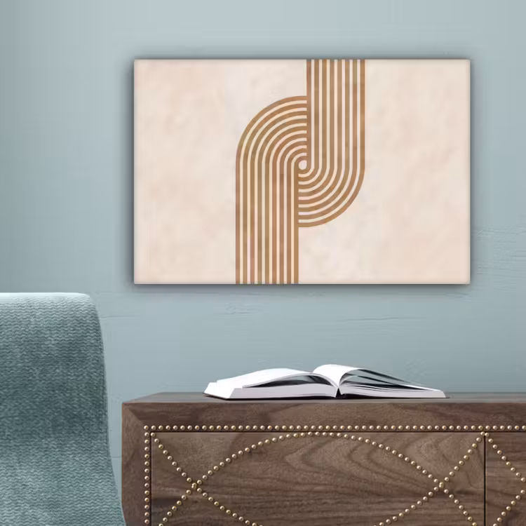 Symmetrische bocht - Koperkleurig canvas 2cm klein -sfeer4