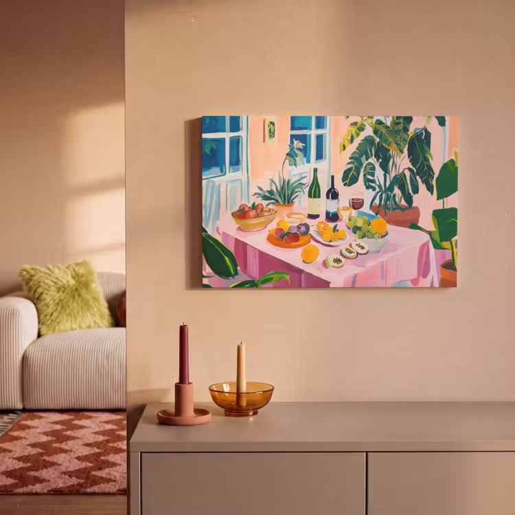 Tafel - Wijn - Fruit canvas 2cm klein -sfeer1