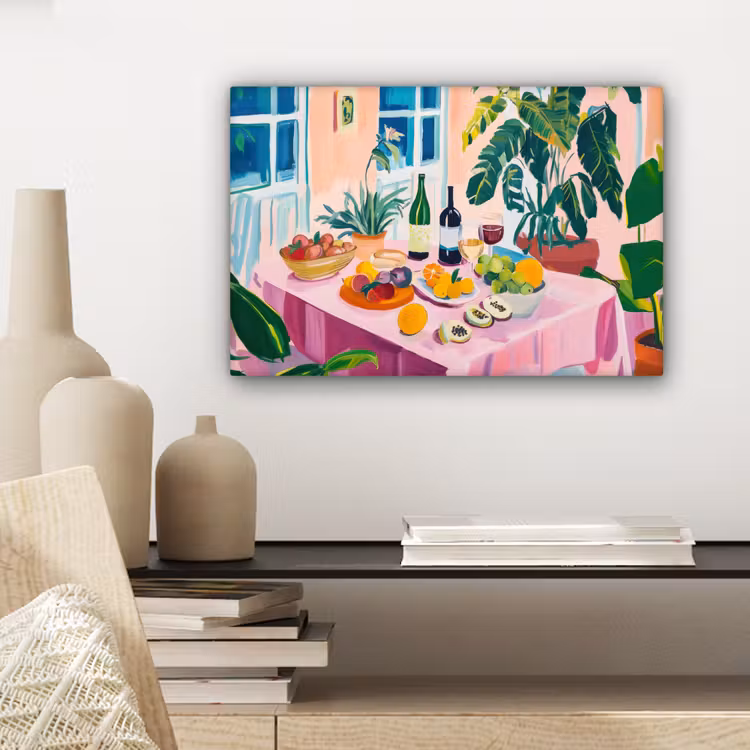 Tafel - Wijn - Fruit canvas 2cm klein -sfeer6