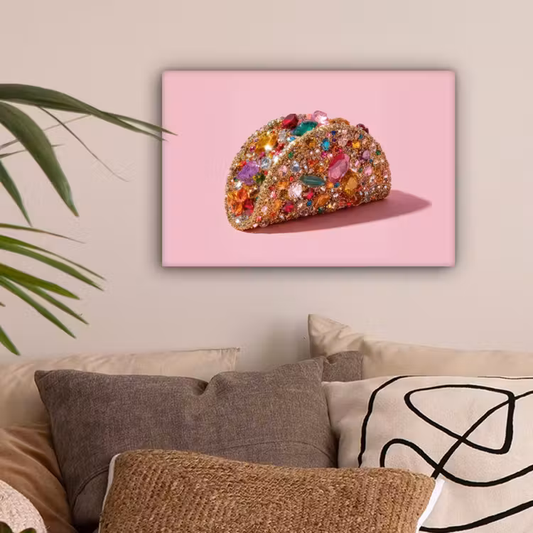 Taco - Kleurrijk - Edelstenen - Goud canvas 2cm klein -sfeer1