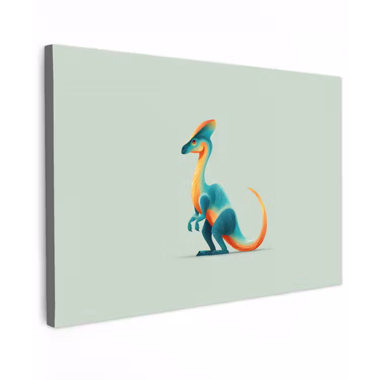 Staart - Dino - Minimalistisch - Blauw canvas 2cm klein -z3d