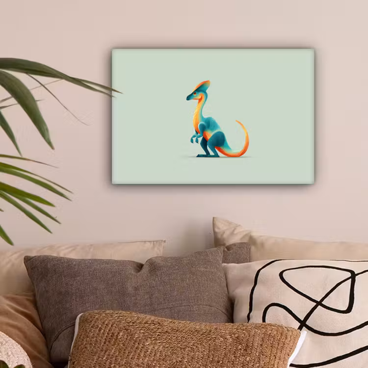 Staart - Dino - Minimalistisch - Blauw canvas 2cm klein -sfeer1