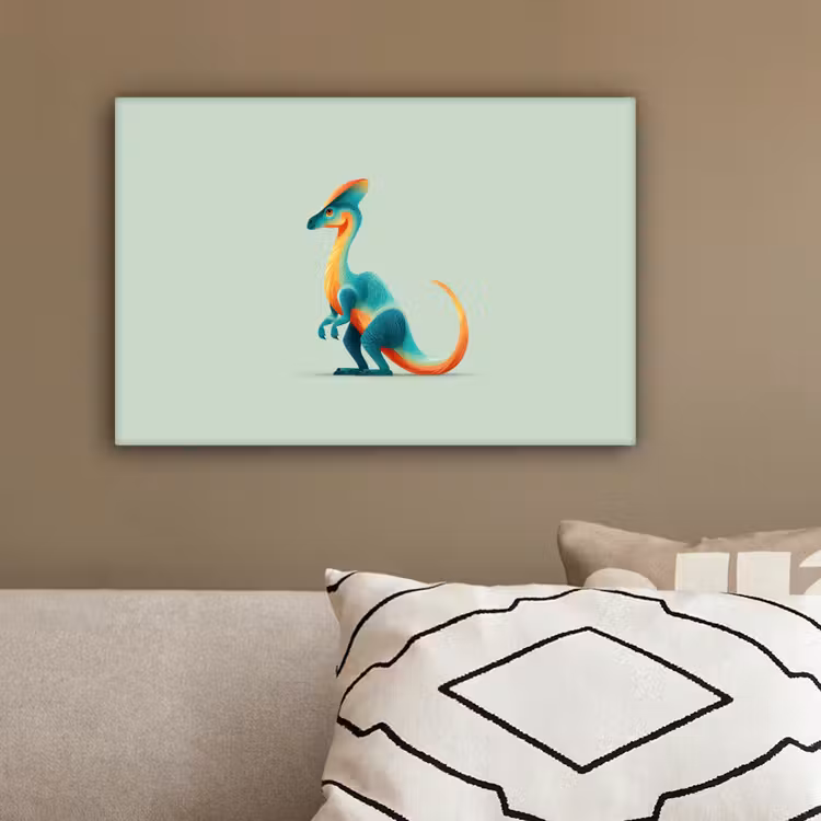 Staart - Dino - Minimalistisch - Blauw canvas 2cm klein -sfeer3