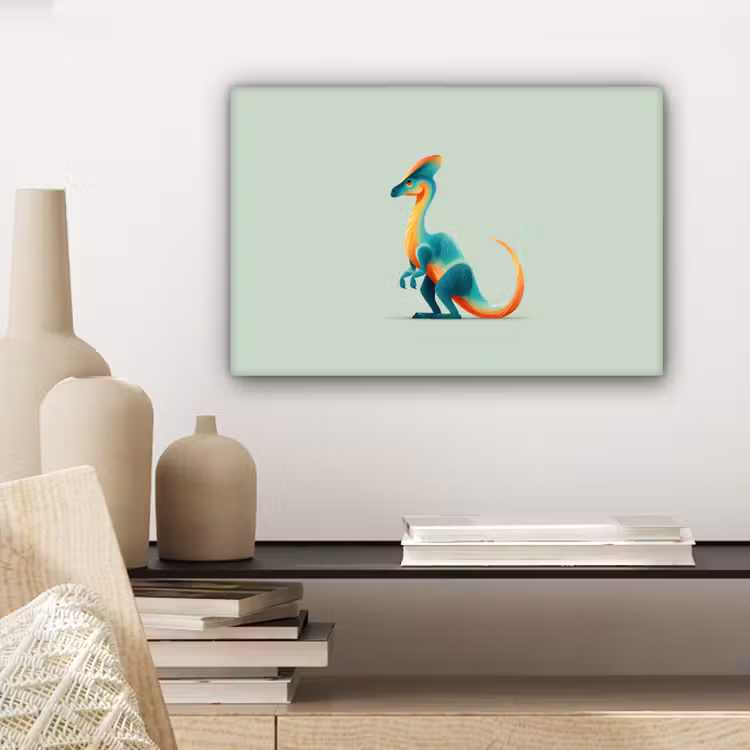 Staart - Dino - Minimalistisch - Blauw canvas 2cm klein -sfeer6