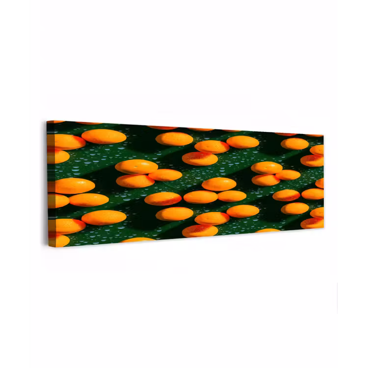 Mandarijn - Oranje - Druppels - Groen canvas 2cm klein 828 -z3d