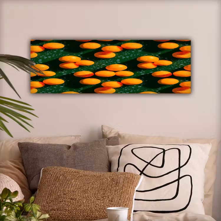 Mandarijn - Oranje - Druppels - Groen canvas 2cm klein 828 -sfeer1