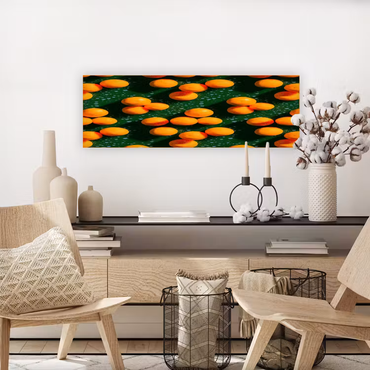 Mandarijn - Oranje - Druppels - Groen canvas 2cm klein 828 -sfeer6