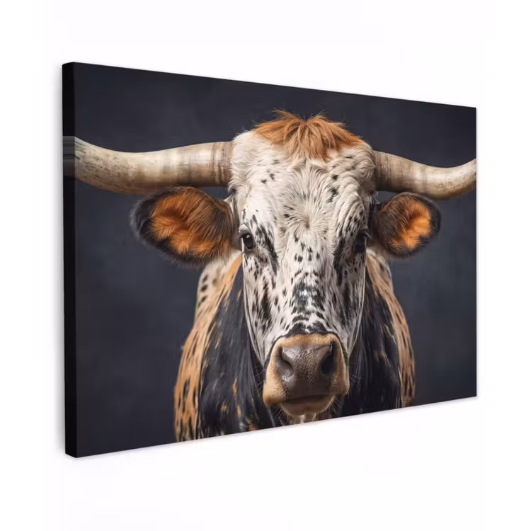 Stier - Kleurrijk - Hoorns canvas 2cm klein -z3d