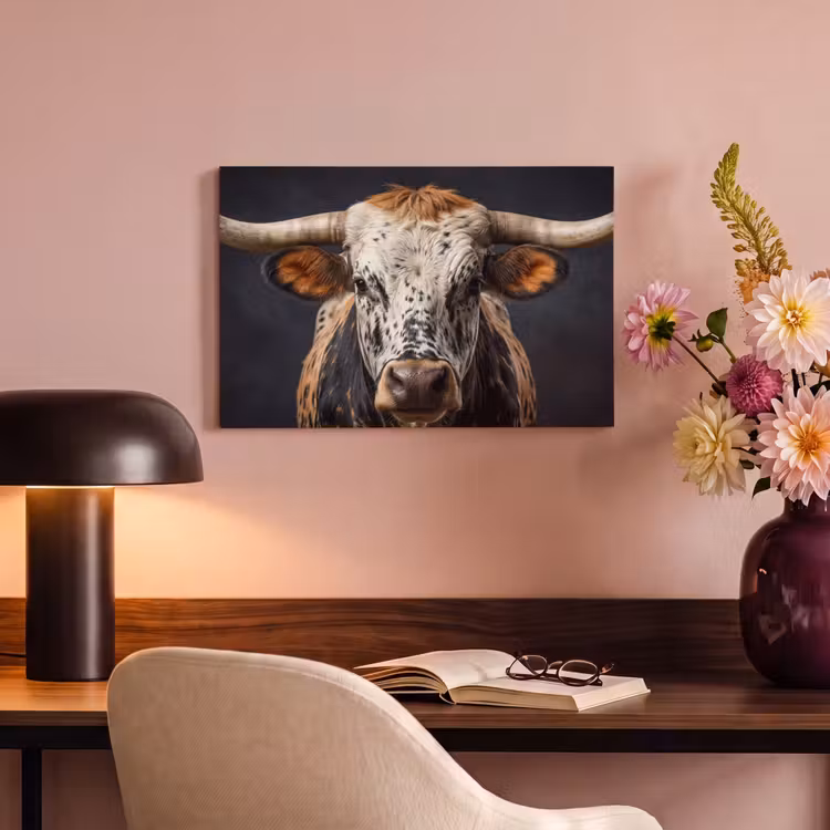 Stier - Kleurrijk - Hoorns canvas 2cm klein -sfeer4