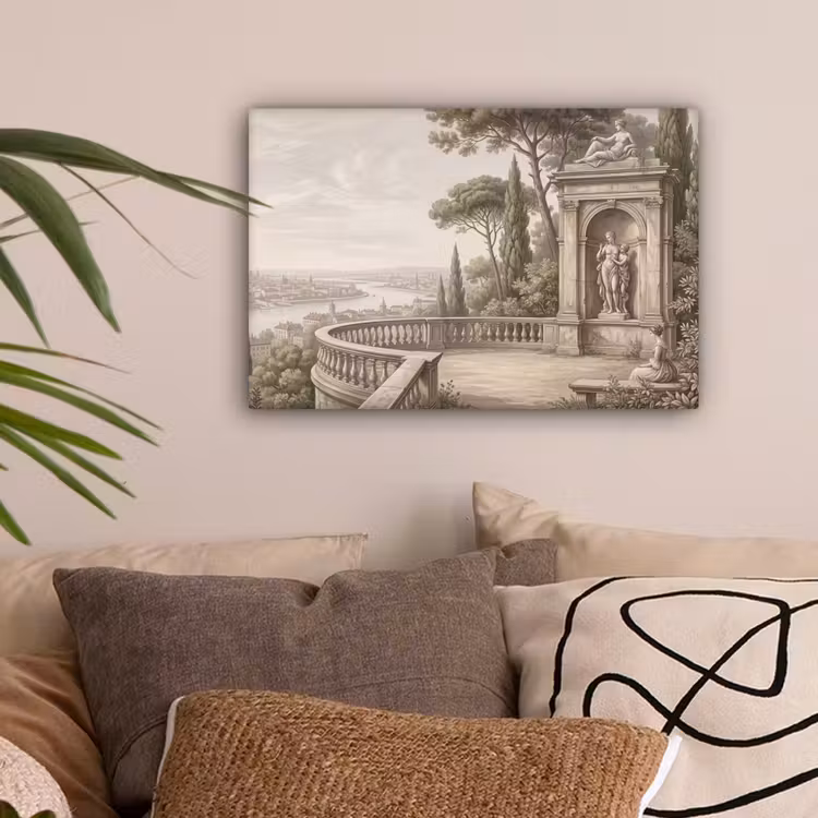 Terras - Stad - Uitzicht - Rivier canvas 2cm klein -sfeer1