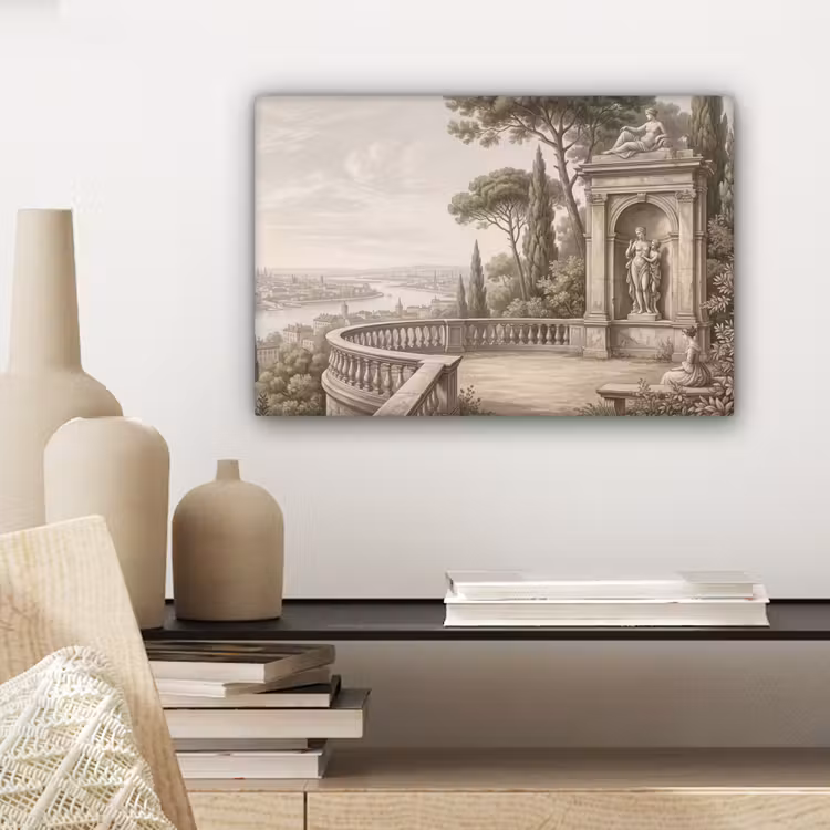 Terras - Stad - Uitzicht - Rivier canvas 2cm klein -sfeer6