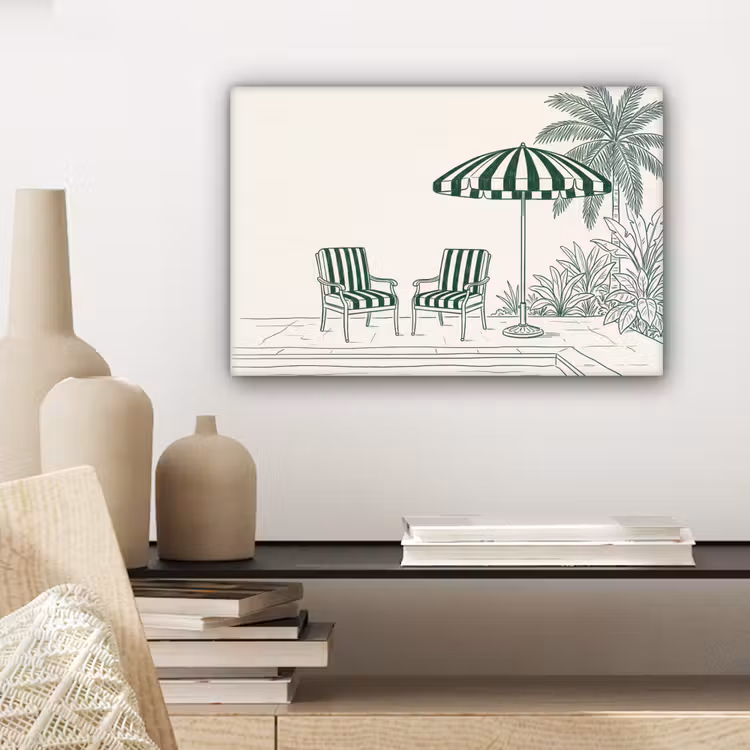 Terras - Illustratie - Groen canvas 2cm klein -sfeer6
