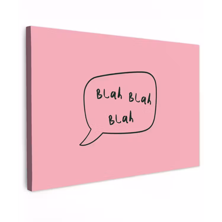 Tekstwolkje - BLAH BLAH BLAH - Roze canvas 2cm klein -z3d