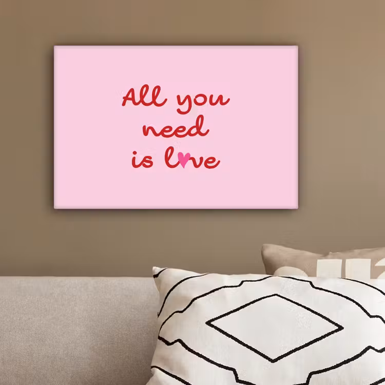Tekst - Roze - Love - Hart canvas 2cm klein -sfeer3