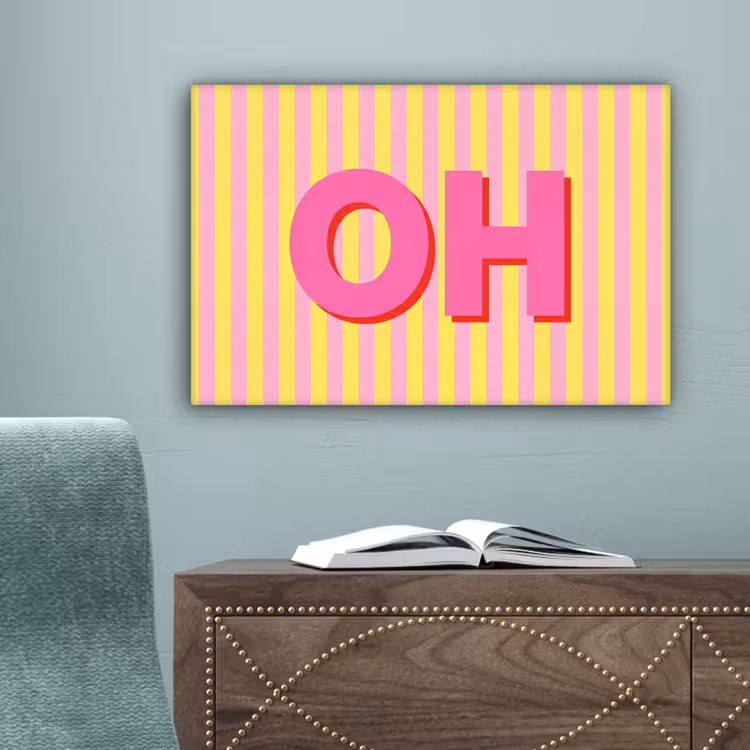 Tekst - Strepen - Roze canvas 2cm klein -sfeer4