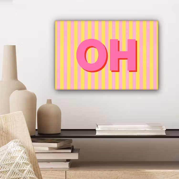 Tekst - Strepen - Roze canvas 2cm klein -sfeer6