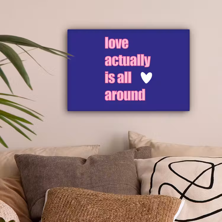Tekst - Valentijn - Love - Blauw canvas 2cm klein -sfeer1