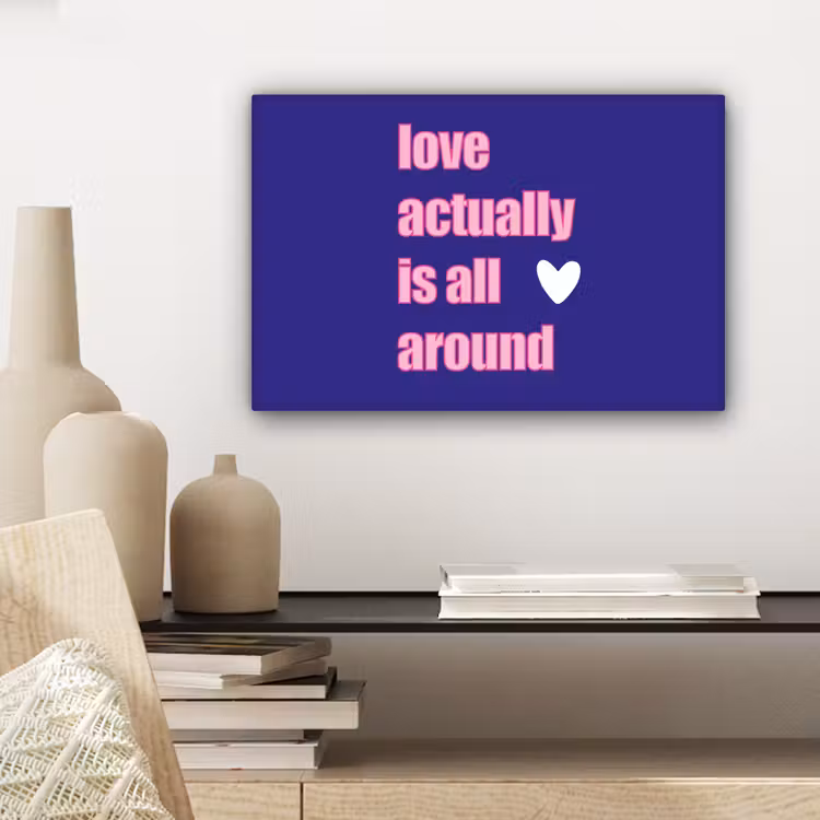 Tekst - Valentijn - Love - Blauw canvas 2cm klein -sfeer6
