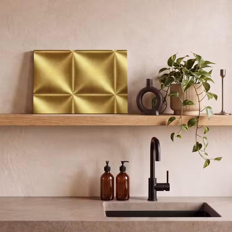 Textuur - Geborsteld Goud - Industrieel - Metallic canvas 2cm klein 34 -sfeer3