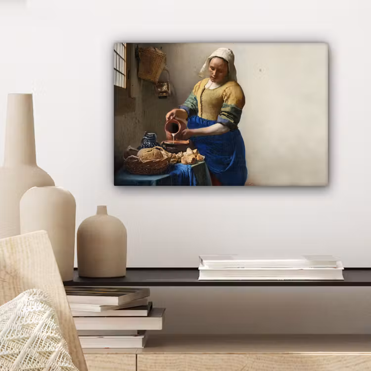 Het melkmeisje - Kunst - Oude meesters - Vermeer canvas 2cm klein -sfeer6