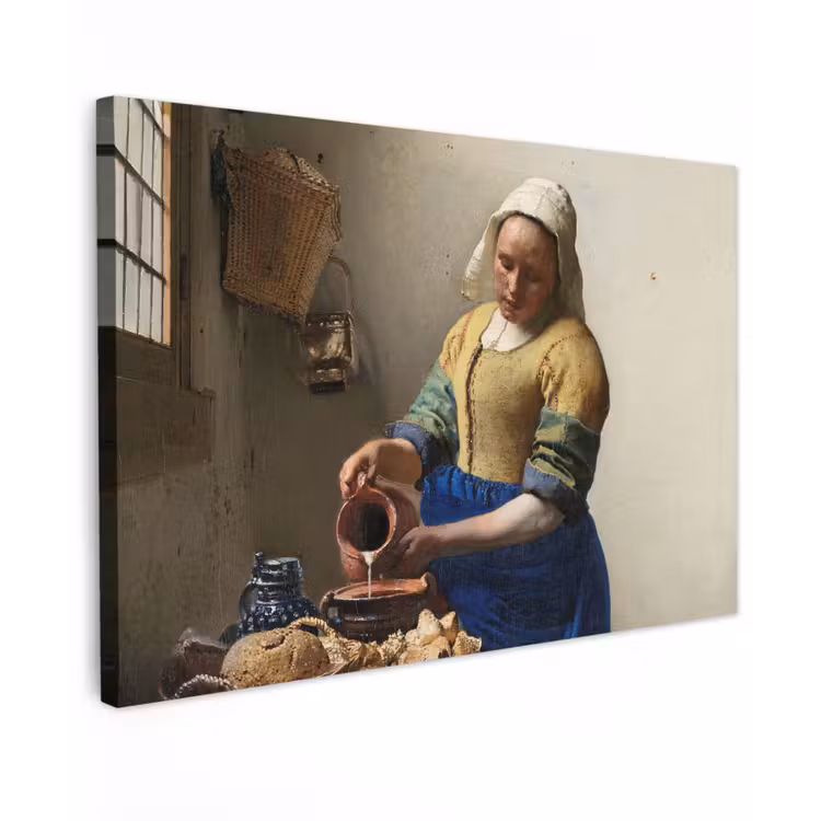 Het melkmeisje - Schilderij van Johannes Vermeer canvas 2cm klein -z3d