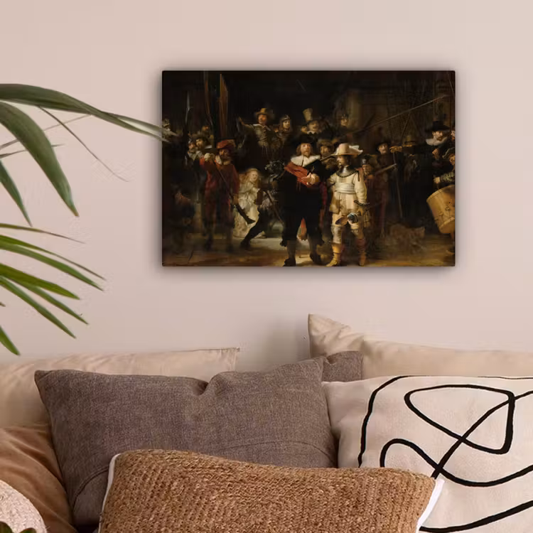 De Nachtwacht - Kunst - Oude meesters - Rembrandt canvas 2cm klein -sfeer1