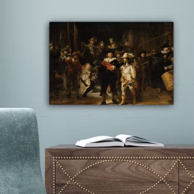 De Nachtwacht - Kunst - Oude meesters - Rembrandt canvas 2cm klein -sfeer4